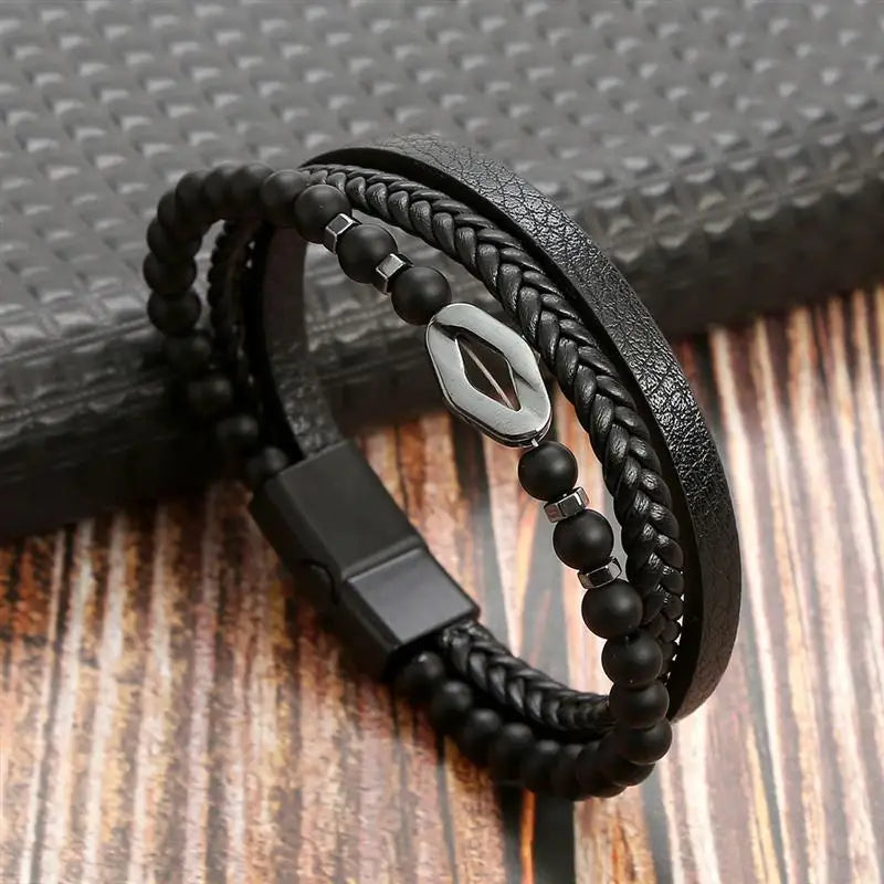men's multi-layer woven leather bracelet - view 15