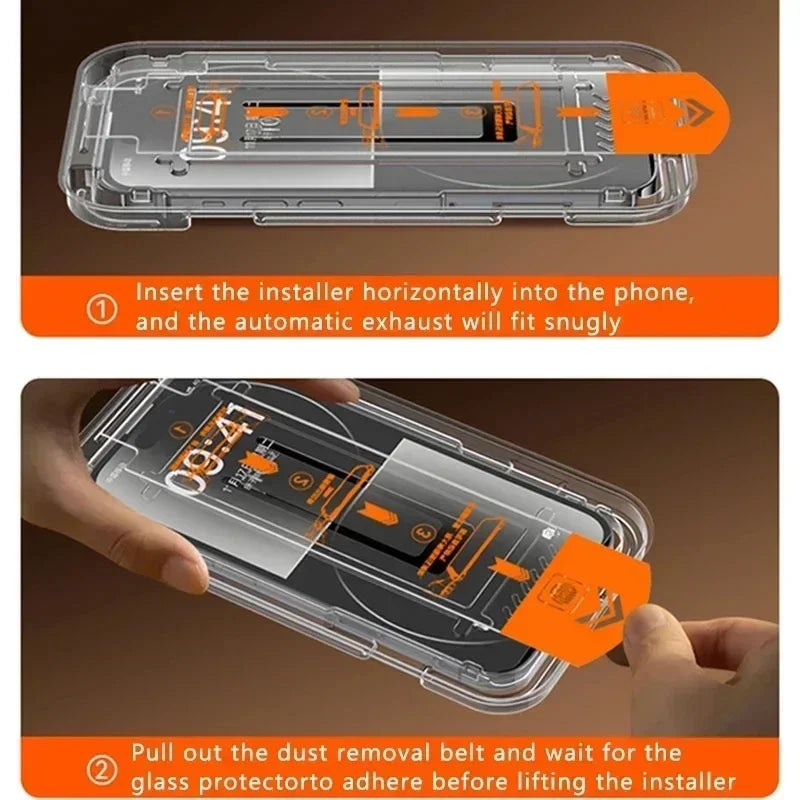 High-end 8K tempered glass screen protector for iPhone 15, 14, 13, 12, 11 Pro Max, XS Max, from Prime Deal Zone with alignment cover