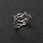 silver-plated vintage branch and thorn couple ring - view 13