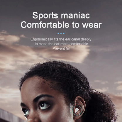 Wireless Bluetooth earphones with LED display, stereo sound, sport touch control for Xiaomi and Huawei smartphones.