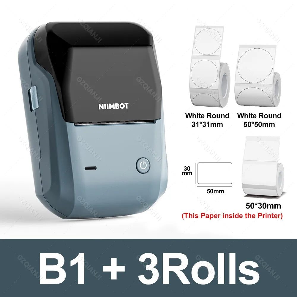 NIIMBOT B1 Mini Bluetooth Label Maker | Portable Thermal Printer for Round, UV & Custom Sticker Labels
