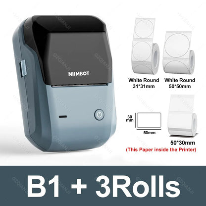 NIIMBOT B1 Mini Bluetooth Label Maker | Portable Thermal Printer for Round, UV & Custom Sticker Labels
