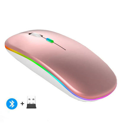 Wireless Prime Deal Zone rechargeable silent LED backlit optical mouse for PC and laptop with Bluetooth and 2.4GHz receiver.