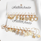 10pcs gold color creative simple earrings set for women featuring hollowed-out butterfly and love designs, Prime Deal Zone jewelry
