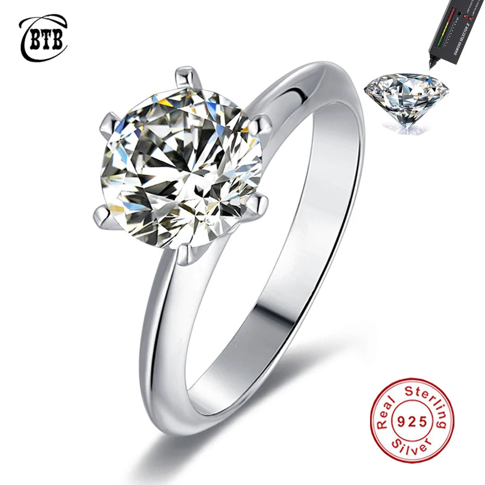 Sterling silver moissanite solitaire ring, prong setting - view 5