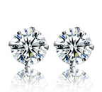 Sterling silver CZ stud earrings, round cubic zirconia - view 13