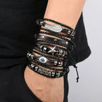 6-piece black punk skull and star bracelet set - view 7