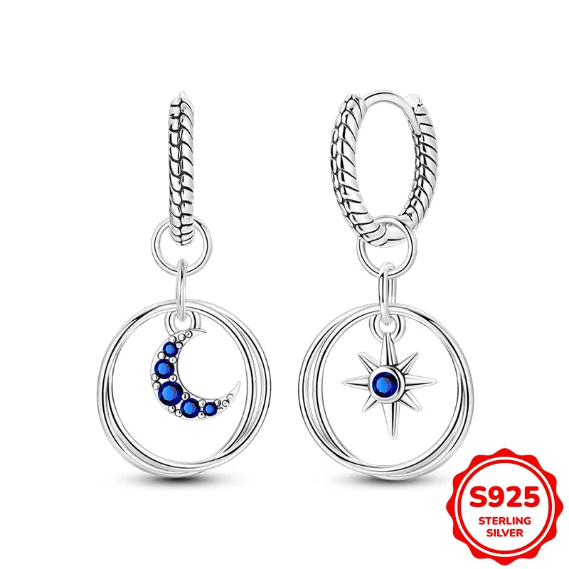 925 Sterling Silver Butterfly & Hoop Earrings — Coloured Zircon Accents