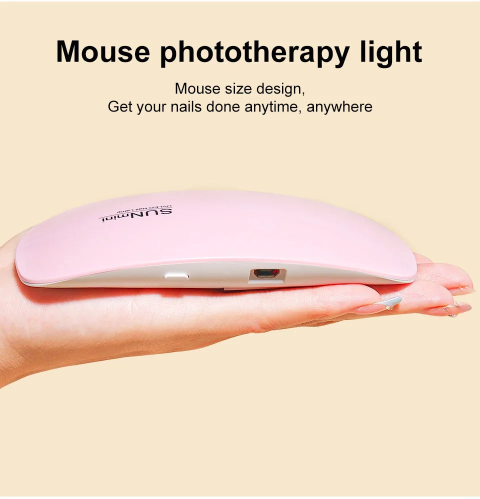 Prime Deal Zone 6W mini nail dryer with 6 LED UV lamp, portable nail lamp for drying gel polish, with USB cable for home use.