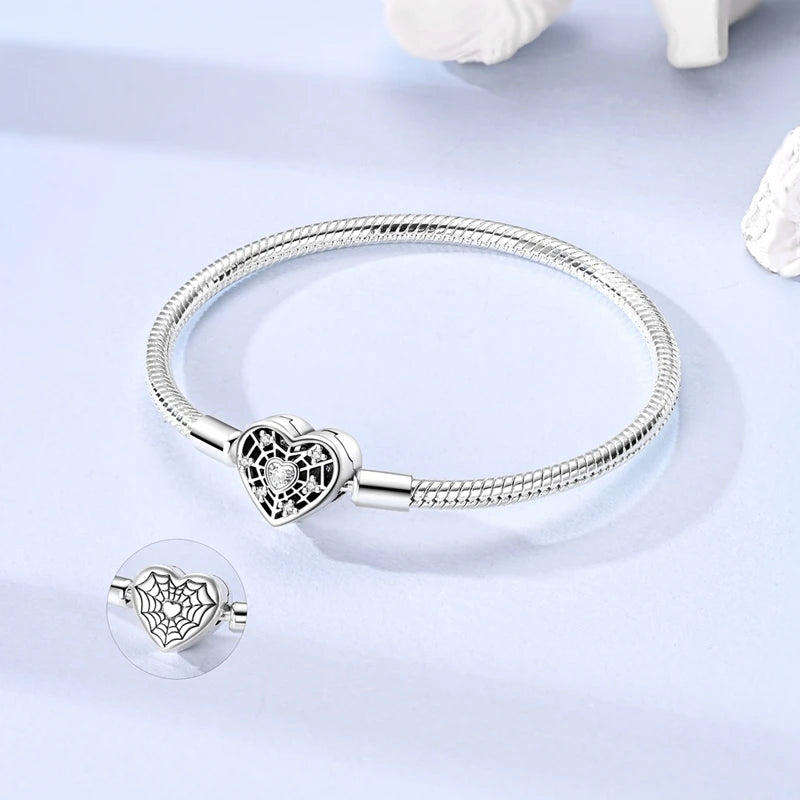 925 sterling silver heart zircon snake chain bracelet - view 6