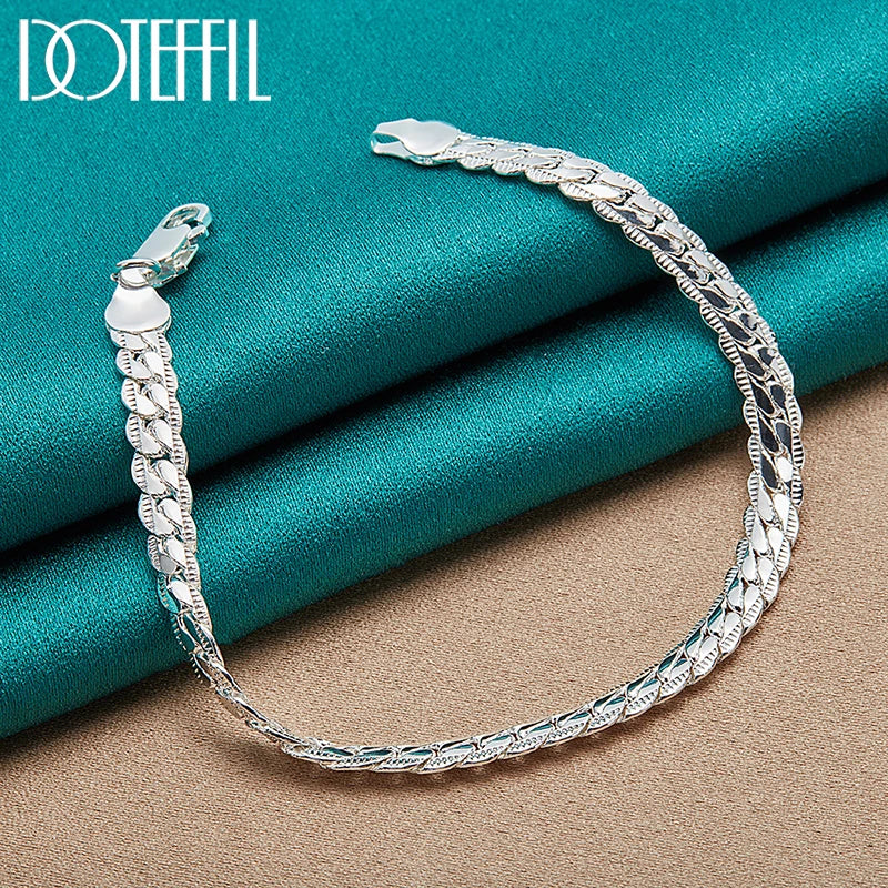 925 sterling silver flat chain bracelet, lobster clasp - view 3