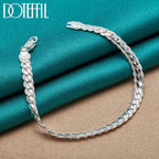 925 sterling silver flat chain bracelet, lobster clasp - view 3