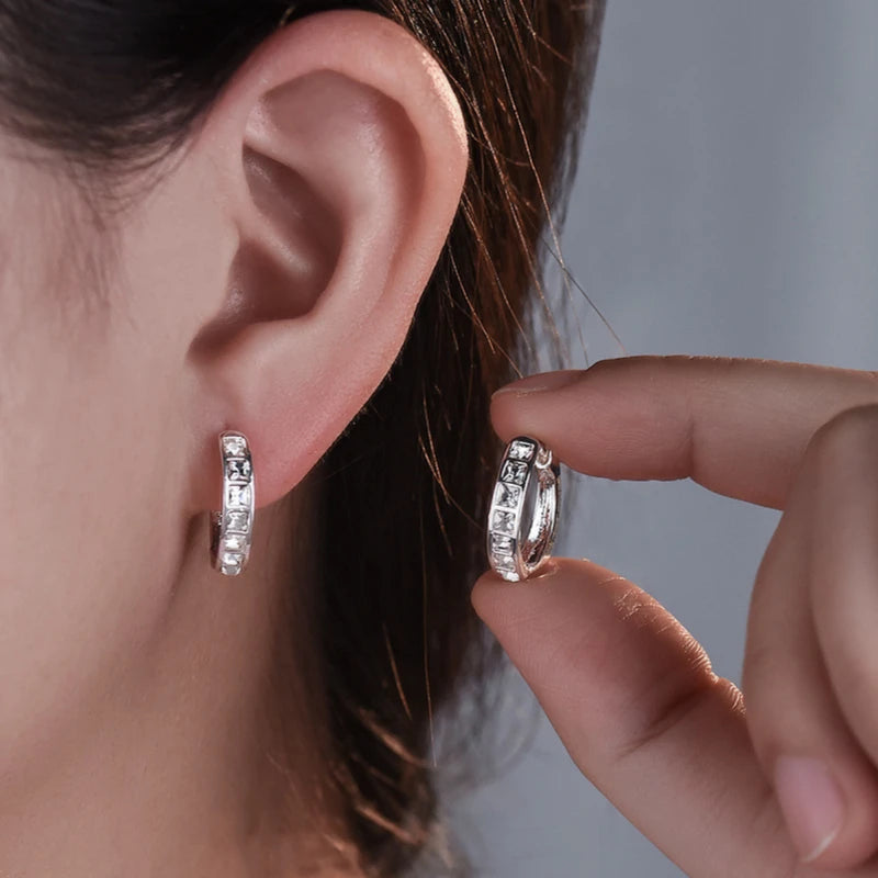 Sterling silver zircon circle stud earrings - view 3
