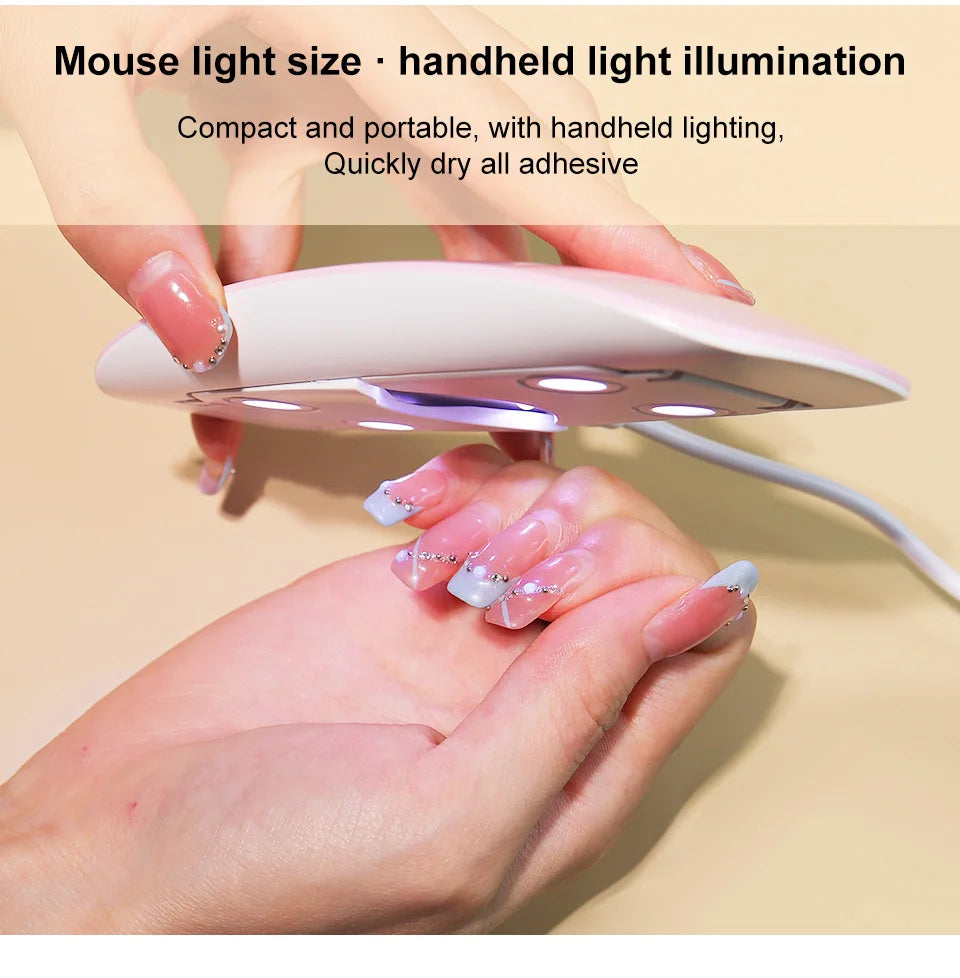 Prime Deal Zone 6W mini nail dryer with 6 LED UV lamp, portable home use nail polish drying machine with USB cable