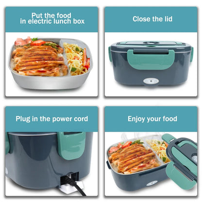 Prime Deal Zone 1.5L 60W electric portable lunch box food warmer with leak-proof design, suitable for car or home use.