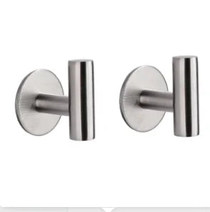 Stainless steel non-perforated bathrobe hook by Prime Deal Zone, mounted on bathroom wall holding a towel and clothes.