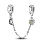 S925 silver-plated star and moon safety chain charm - view 1