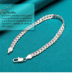 925 sterling silver flat chain bracelet, lobster clasp - view 7