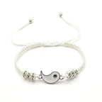 yin yang couple bracelet set, black and white rope - view 4