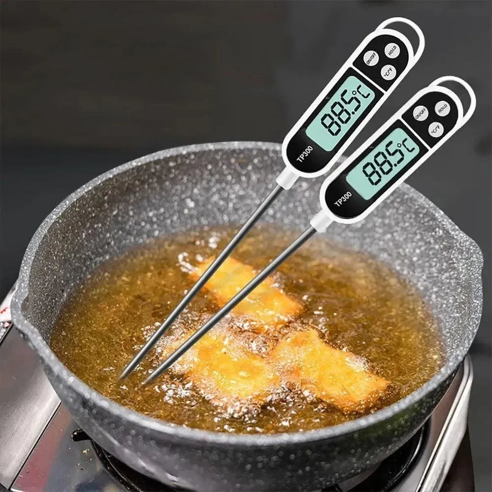 Prime Deal Zone digital food thermometer with probe for meat, water, and oil temperature measurement in cooking and BBQ.
