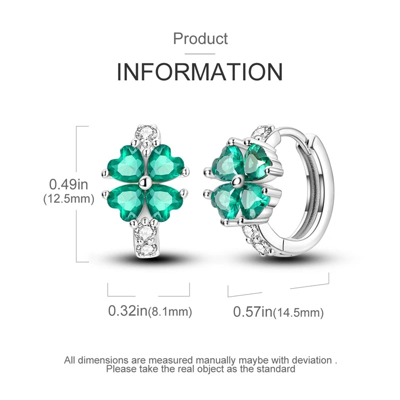 925 sterling silver zircon drop earrings, four-leaf clover and star - view 8