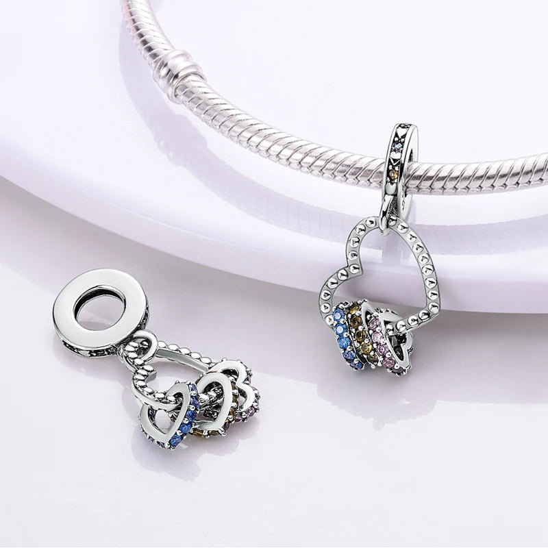 925 sterling silver charm beads, hearts and sweet love designs - view 18