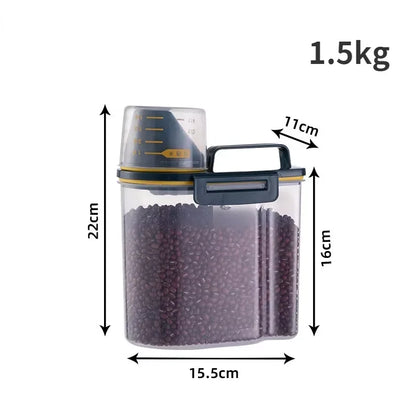 Prime Deal Zone Freshness Lock Pet Food Storage Tank with measuring cup, 2kg capacity, keeps pet food fresh and organized.