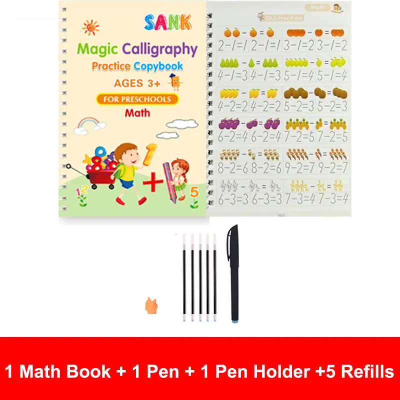 Prime Deal Zone Sank Magic Practice Copybook for kids, reusable calligraphy pen and wipeable English writing book for preschool children.