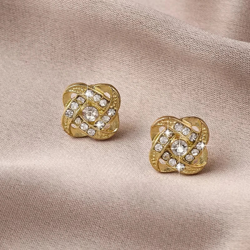 zircon cross and geometric stud earrings, light luxury - view 2