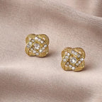 zircon cross and geometric stud earrings, light luxury - view 2