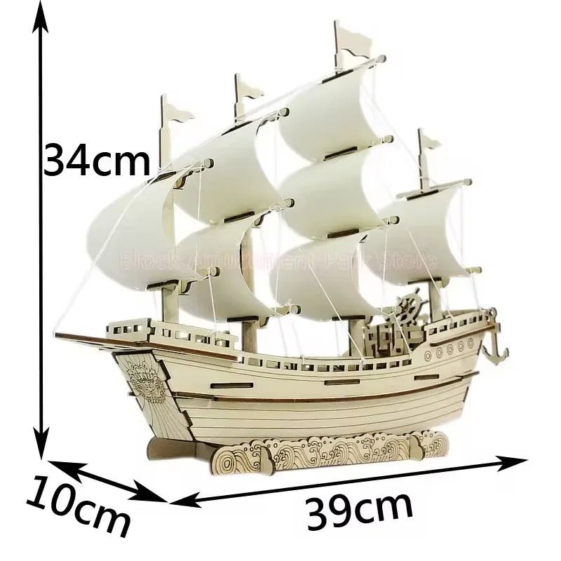 3D wooden sailboat puzzle assembly by Prime Deal Zone, DIY craft model for desktop decoration and creative gift.