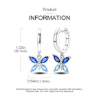 925 Sterling Silver Butterfly & Hoop Earrings — Coloured Zircon Accents