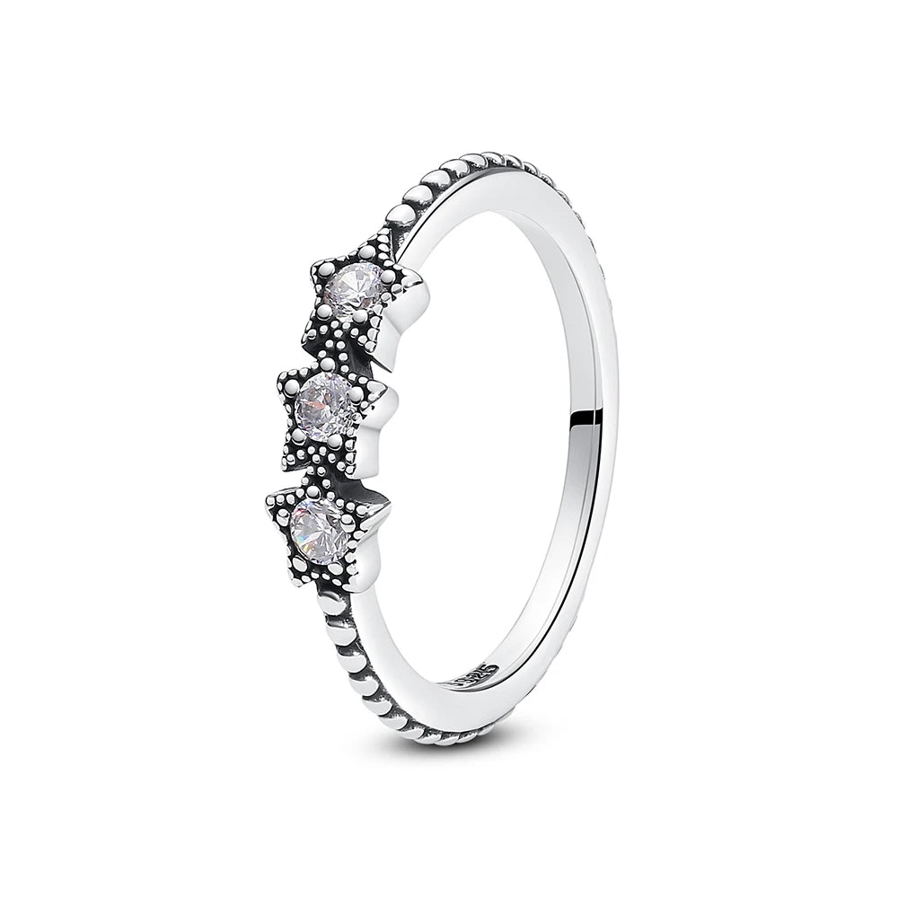925 Sterling Silver Crown Heart Ring with Zircon