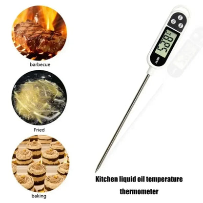 Prime Deal Zone TP300 digital food thermometer with probe for meat, water, oil, and BBQ cooking in kitchen and oven.