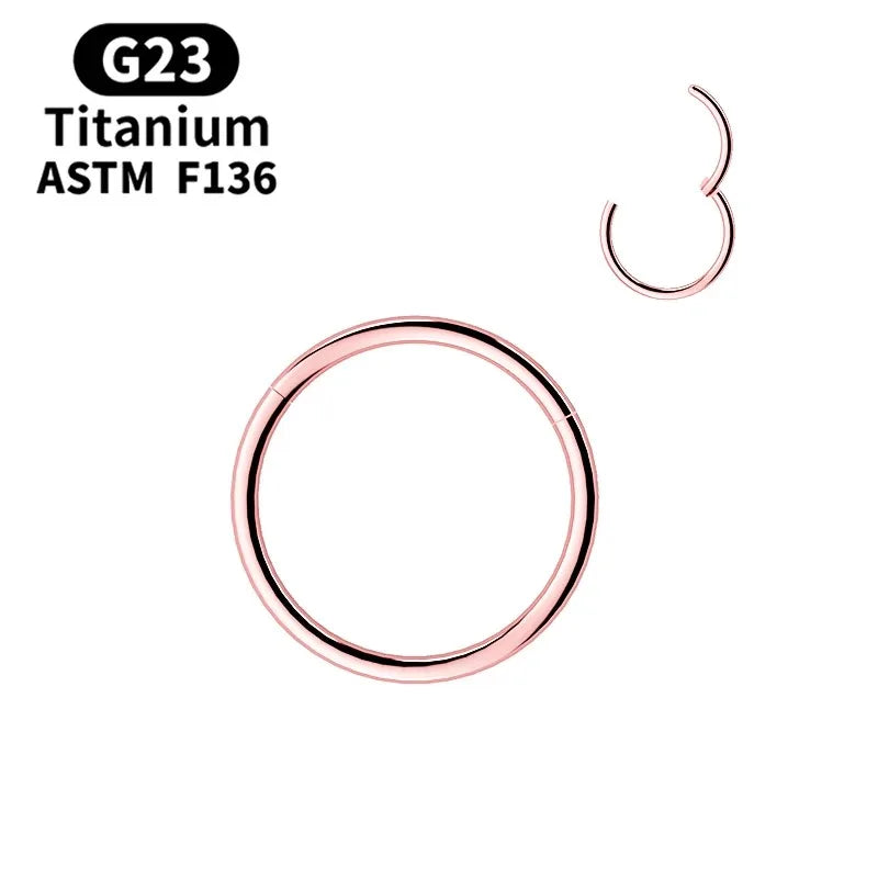 G23 titanium hinged hoop ring, nose cartilage and lip piercing - view 7