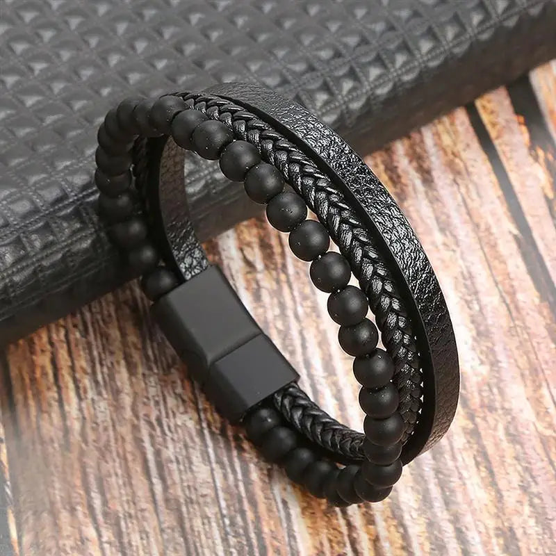men's multi-layer woven leather bracelet - view 16