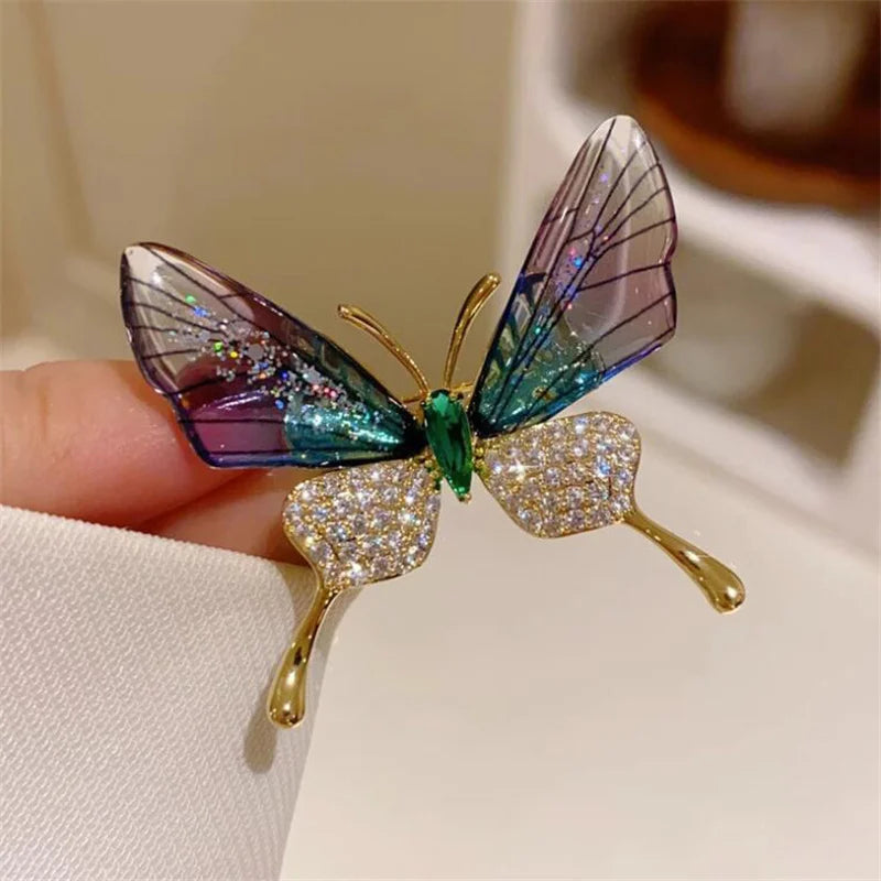 rhinestone and pearl butterfly bee brooch - view 1