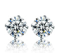 Sterling silver CZ stud earrings, round cubic zirconia - view 18