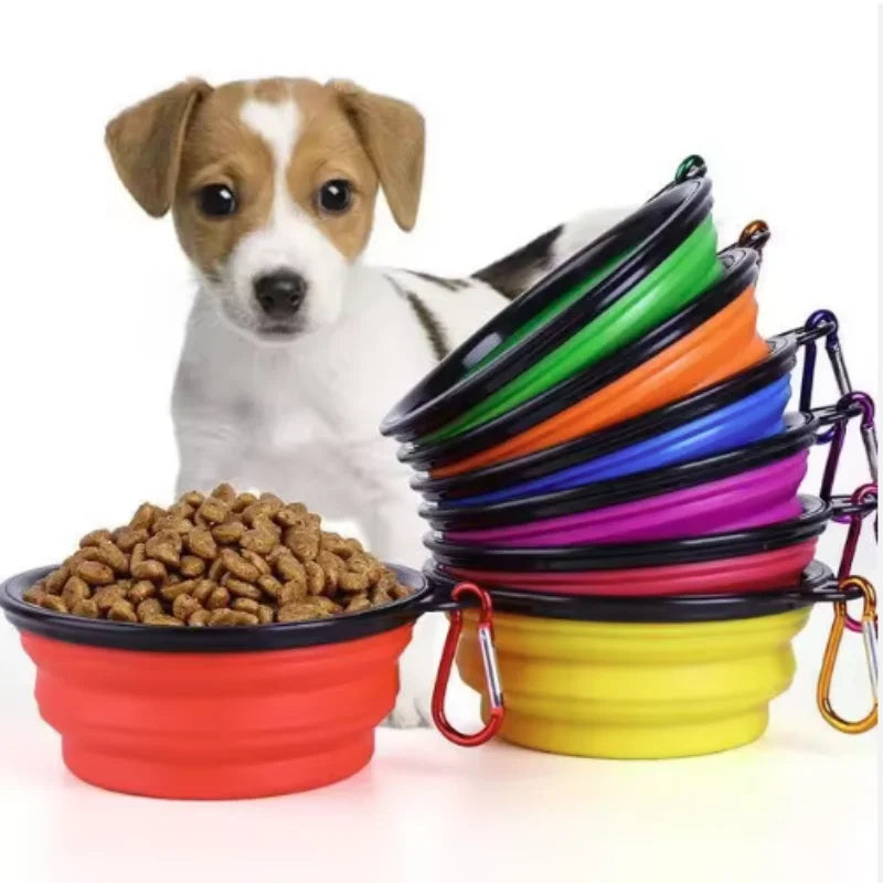 Prime Deal Zone collapsible TPR pet food and water bowl for cats and dogs, outdoor travel-friendly silicone design