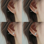 Sterling silver CZ stud earrings, round cubic zirconia - view 3