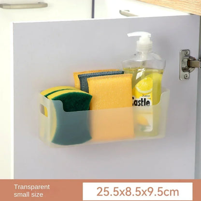 Prime Deal Zone non perforated cling film rack mounted inside cabinet wall shelf for kitchen organization and dish drying.