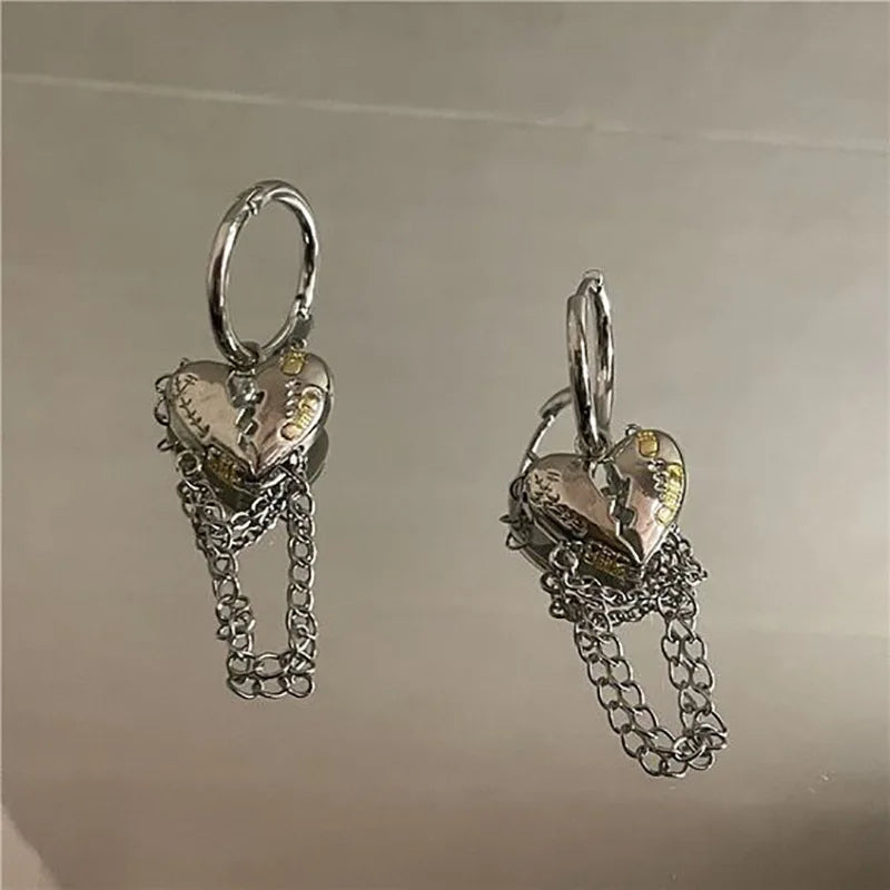 Y2K Irregular Liquid Metal Clip Earrings — Silver-Tone, Geometric