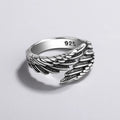 925 sterling silver angel wing and feather adjustable ring - view 6