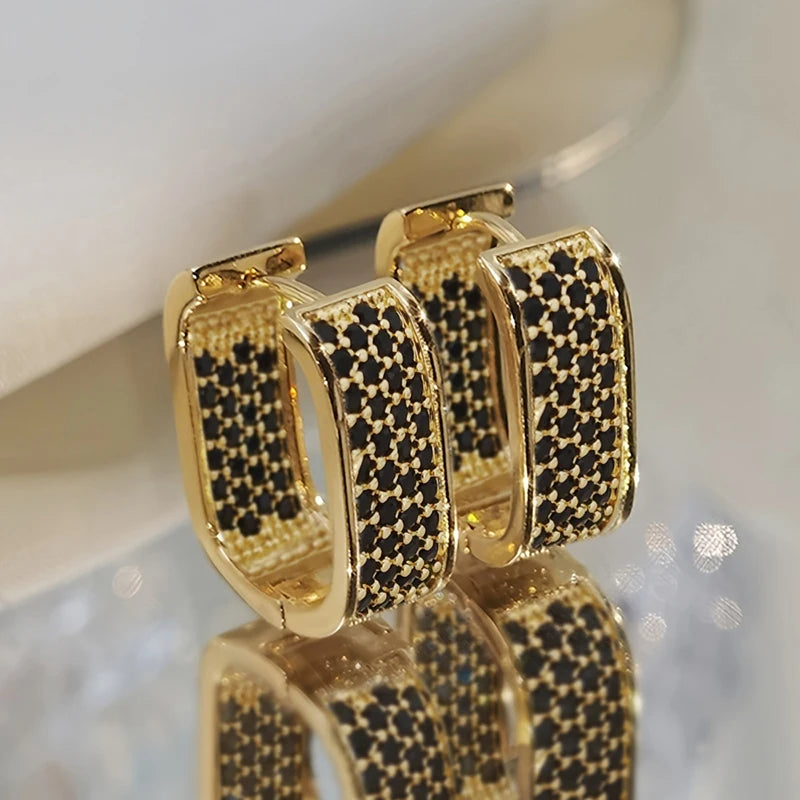 pave CZ hoop earrings, silver and gold tone - view 18