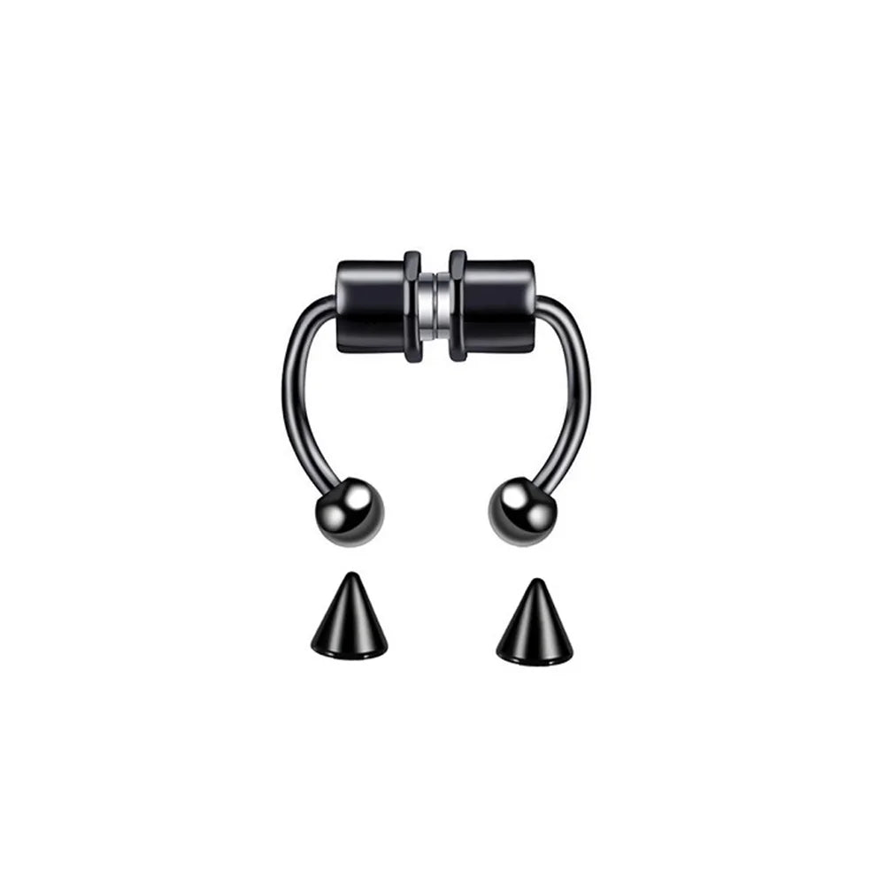 stainless steel fake septum nose ring clip, no piercing - view 6