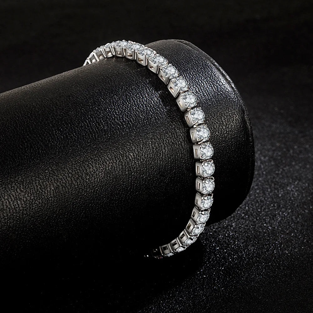 925 sterling silver CZ tennis bracelet, 4mm links - view 7