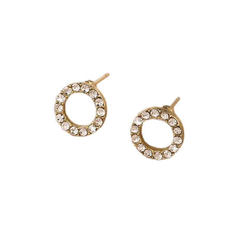 gold-tone round stud earrings, simple and elegant - view 4