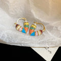 vintage enamel drip hoop earrings with heart pendant - view 7