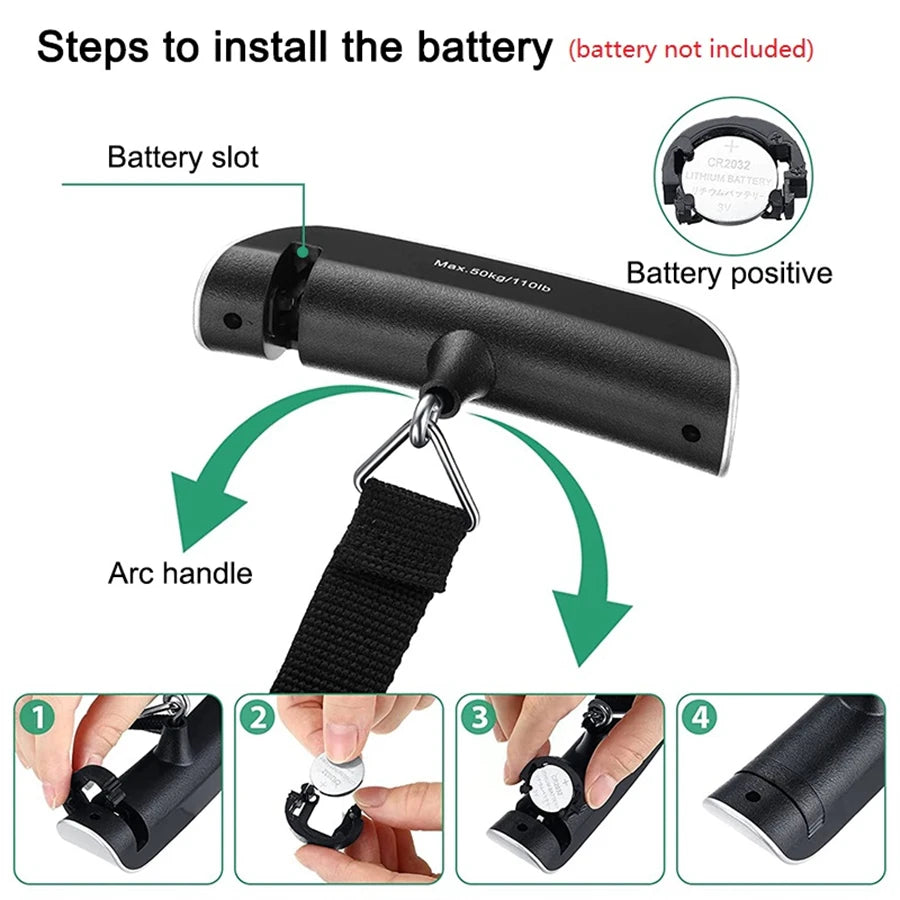 Digital portable luggage scale with LCD display weighing up to 50kg, ideal for travel and suitcase weight measurement by Prime Deal Zone.