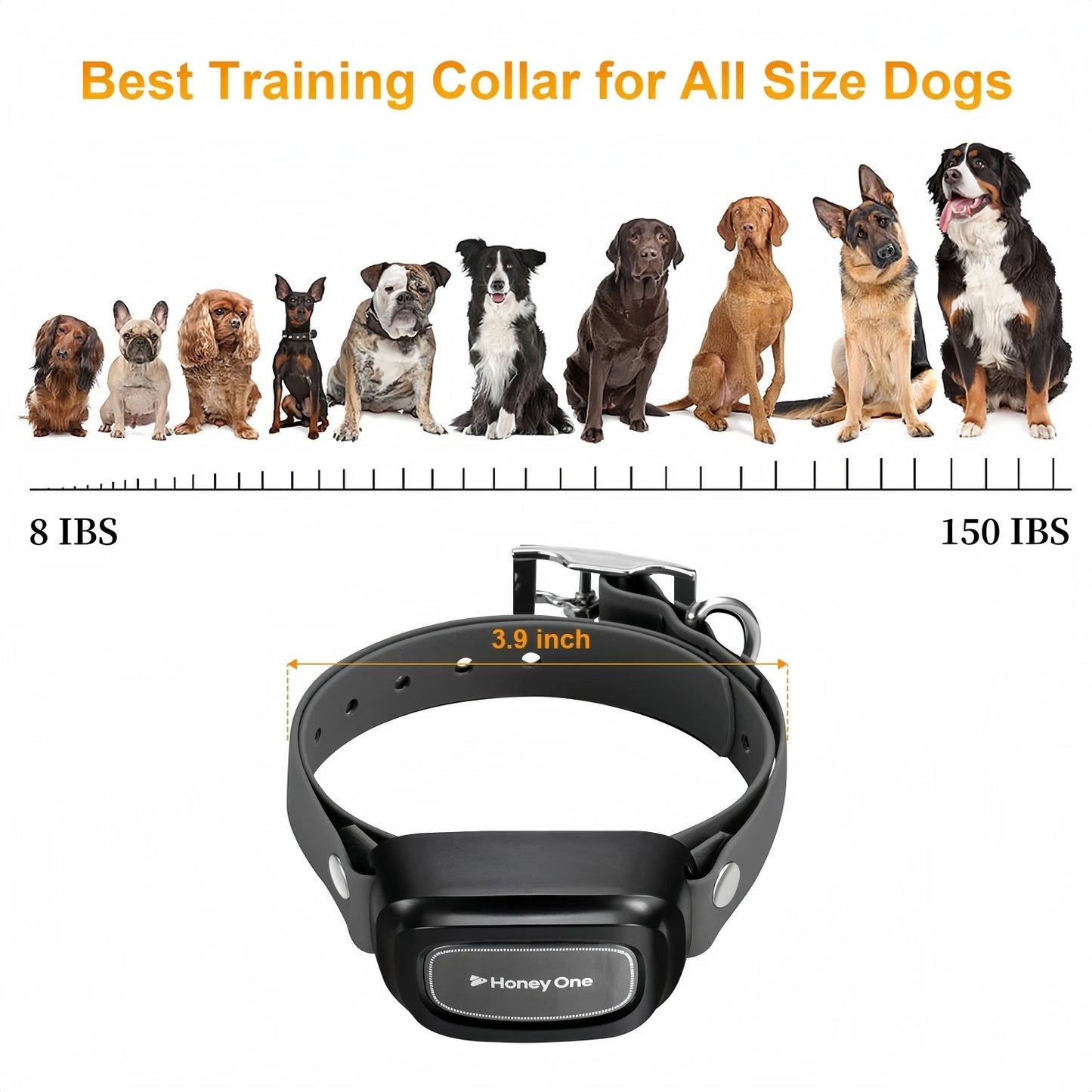 Waterproof Prime Deal Zone dog training collar with remote control, shock and vibration for puppies 8-150 lbs, 3300 ft range.